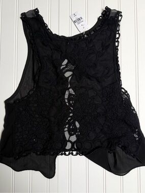 Millau Black Lace Crochet Tank